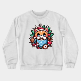 Winter Whiskers: Cozy Kitten Hot Cocoa Crewneck Sweatshirt